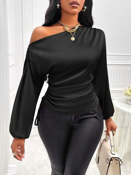 Blusa Satinada Asimétrica