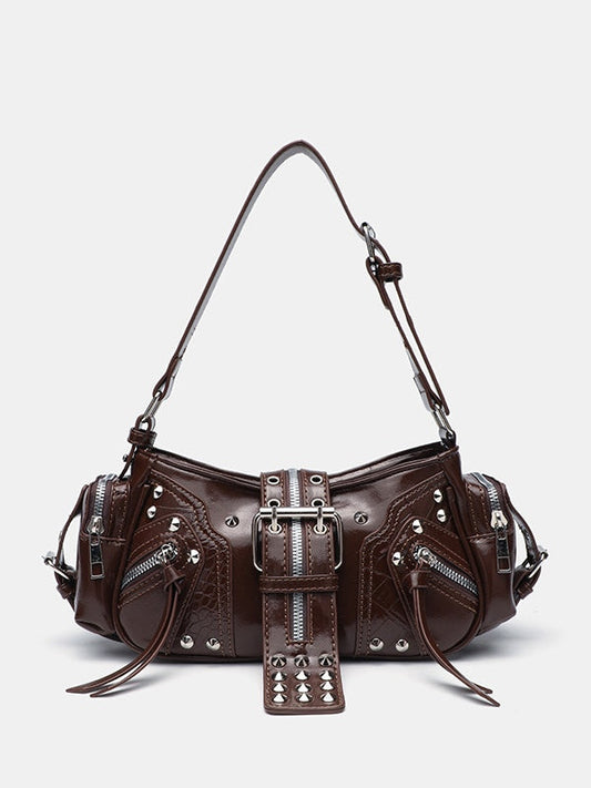 Bolso Crossbody Motero con Remaches y Diseño Urbano