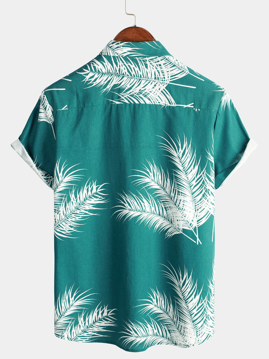 Camisa Hawaiana Lino Plantas Tropicales