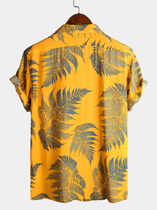 Camisa Hawaiana Hojas Tropicales