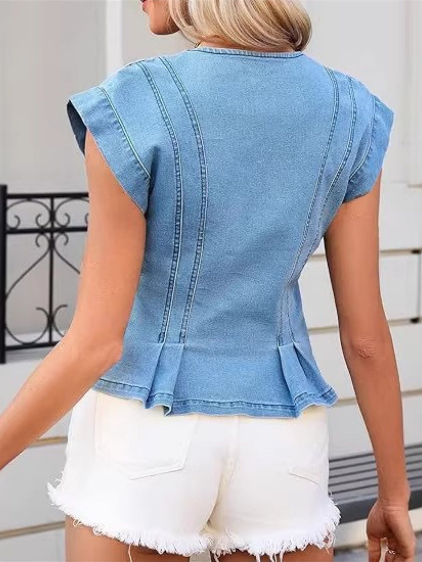 Viera | Top de denim con escote en V