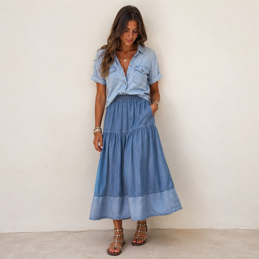 Sarah | Jupe en jean à taille élastiquée