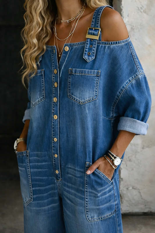 Sophia | Mono de denim sin tirantes