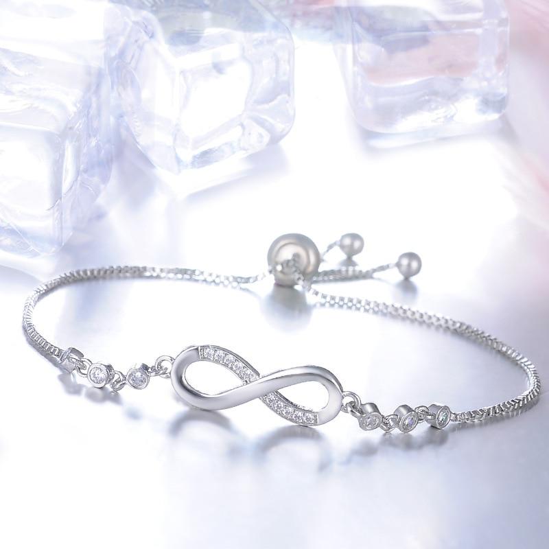 Pulsera ajustable chic en oro rosa con forma de infinito