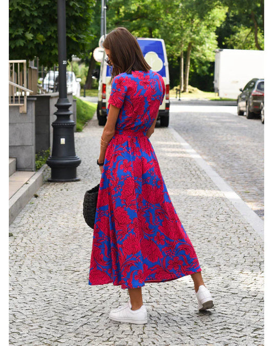 Vestido Midi Floral Rosa
