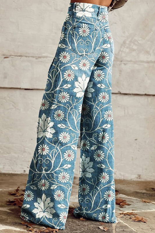 Pantalones Bohemios Elegantes Con Estampado Floral