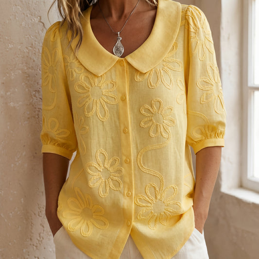 Blouse brodée florale