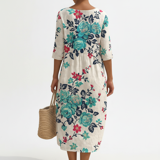 Vestido blanco con estampado floral