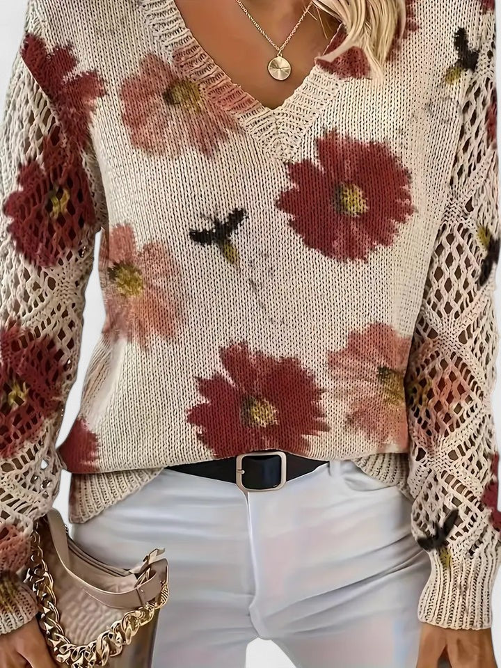 Suéter Elegante Con Diseño Floral