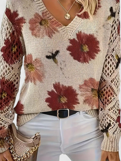 Suéter Elegante Con Diseño Floral