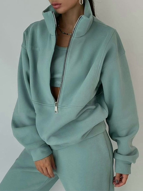 Conjunto Deportivo Casual de Dos Piezas con Sudadera de Felpa y Pantalón