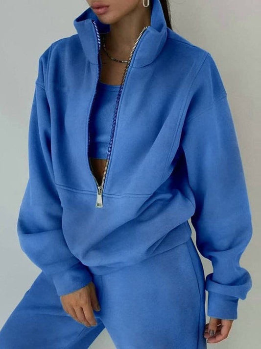 Conjunto Deportivo Casual de Dos Piezas con Sudadera de Felpa y Pantalón