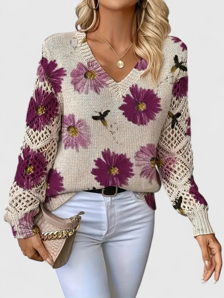 Suéter Elegante Con Diseño Floral