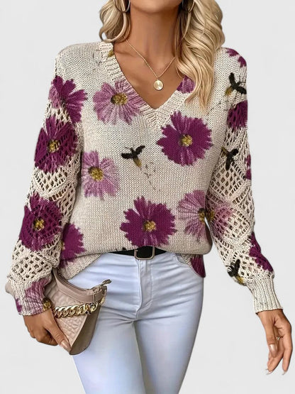 Suéter Elegante Con Diseño Floral