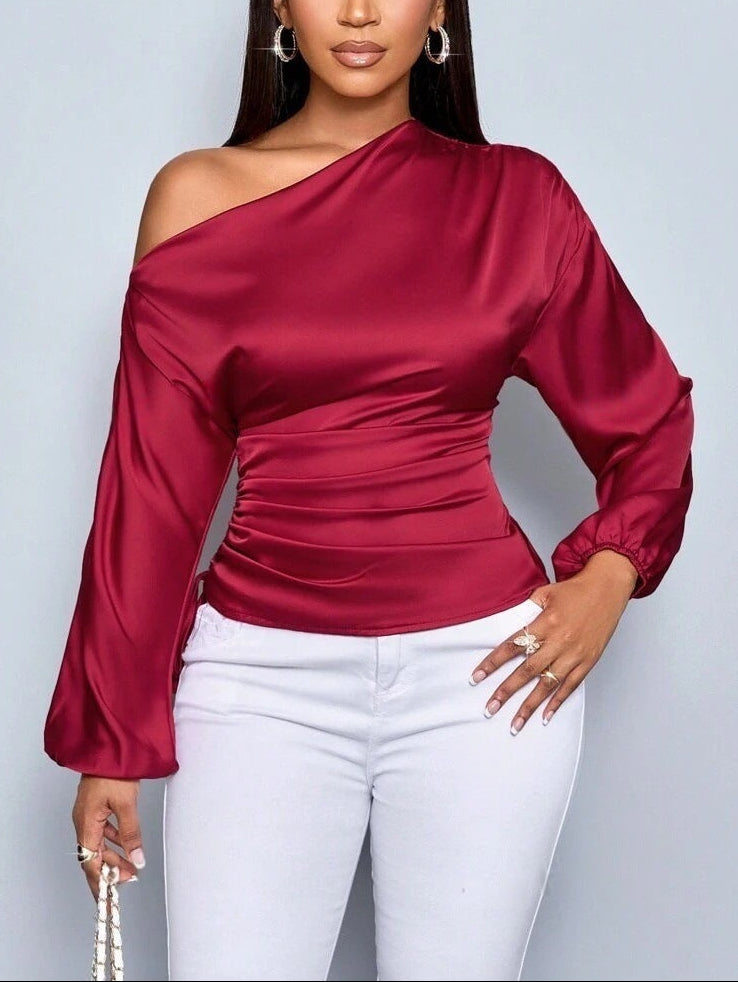 Blusa Satinada Asimétrica