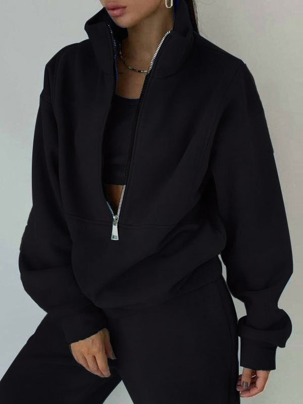 Conjunto Deportivo Casual de Dos Piezas con Sudadera de Felpa y Pantalón