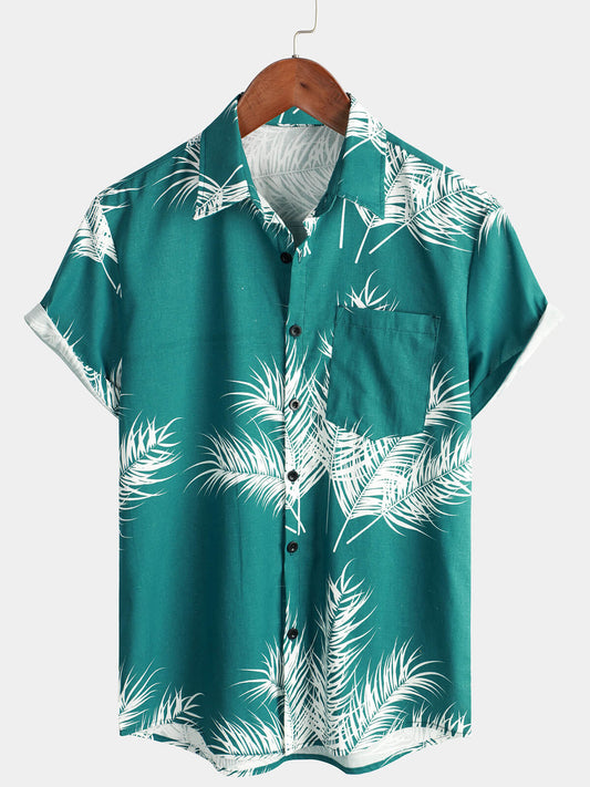 Camisa Hawaiana Lino Plantas Tropicales
