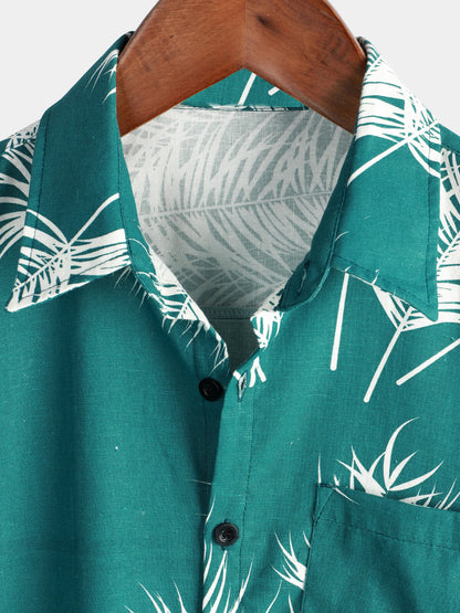 Camisa Hawaiana Lino Plantas Tropicales