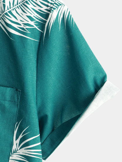 Camisa Hawaiana Lino Plantas Tropicales