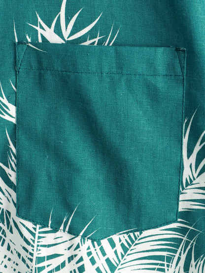 Camisa Hawaiana Lino Plantas Tropicales