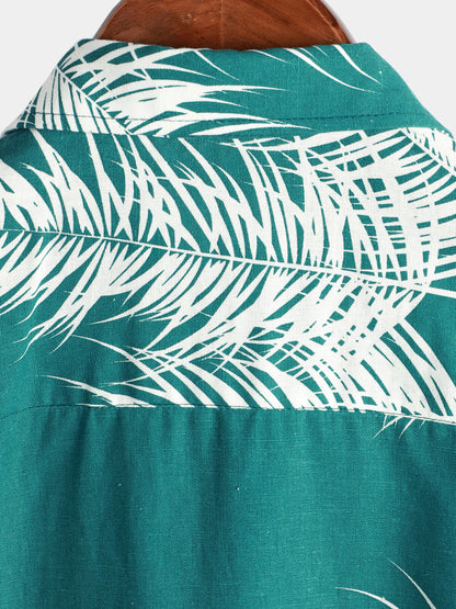 Camisa Hawaiana Lino Plantas Tropicales