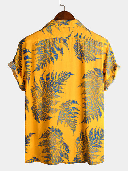 Camisa Hawaiana Hojas Tropicales