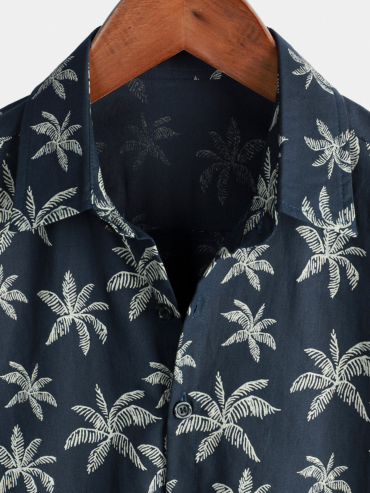 Camisa Hawaiana Palmeras Azul Marino