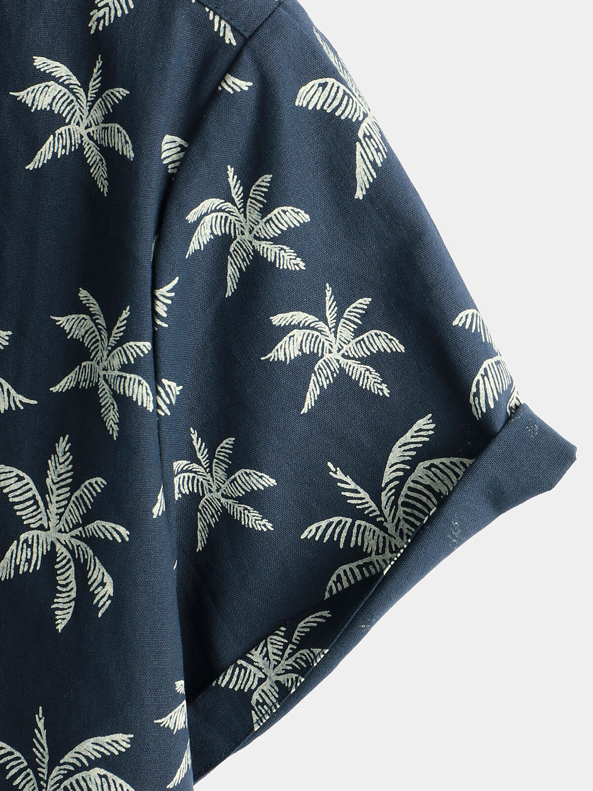 Camisa Hawaiana Palmeras Azul Marino