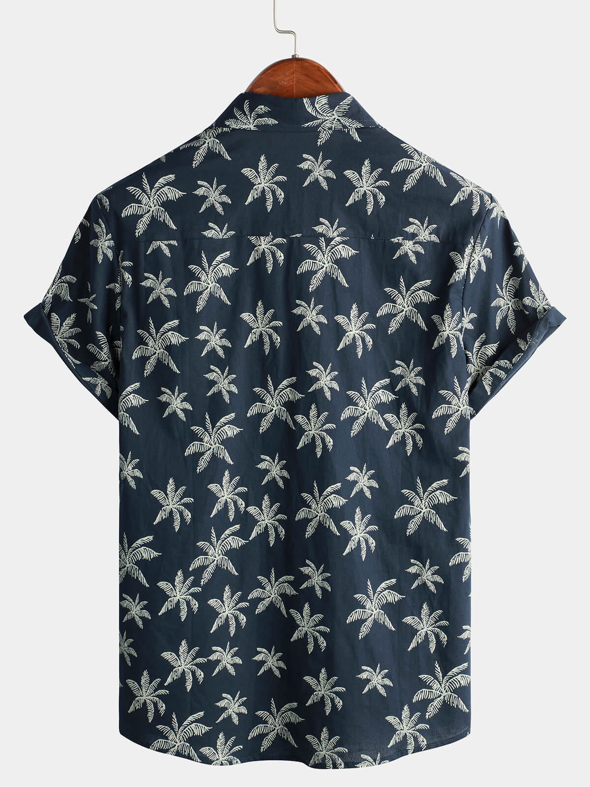 Camisa Hawaiana Palmeras Azul Marino