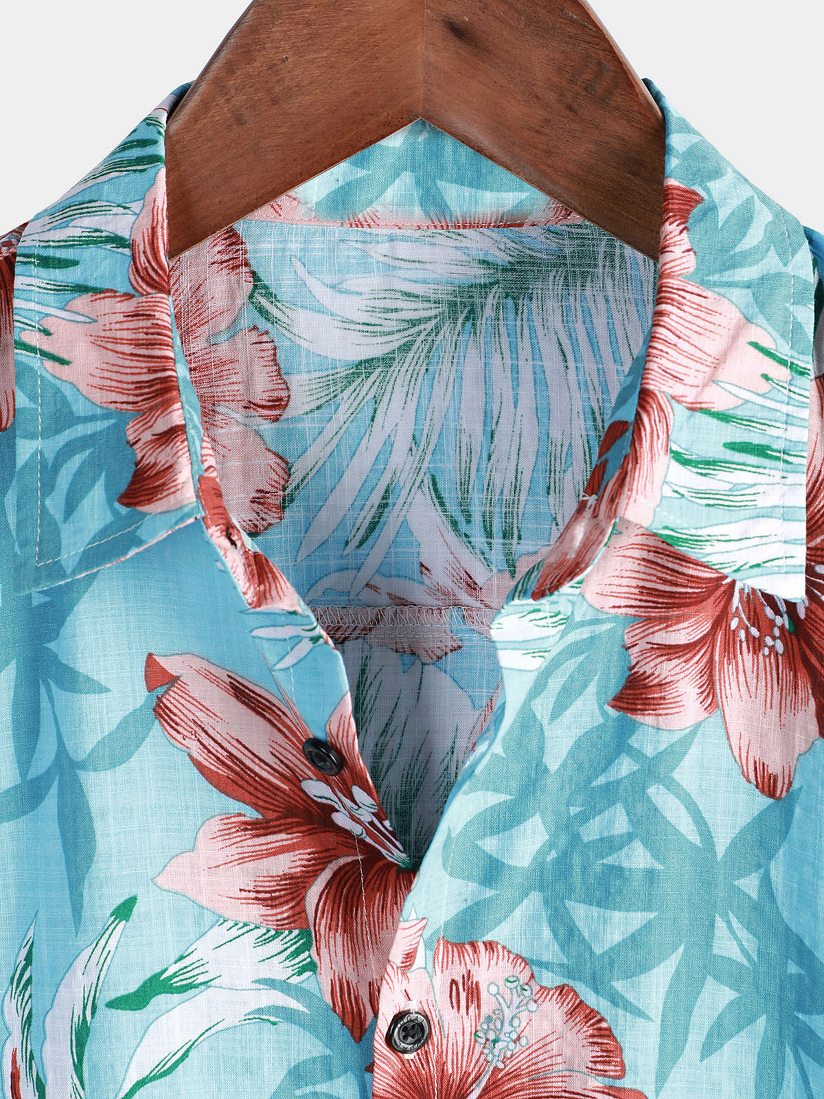 Camisa Hawaiana Hibisco Azul