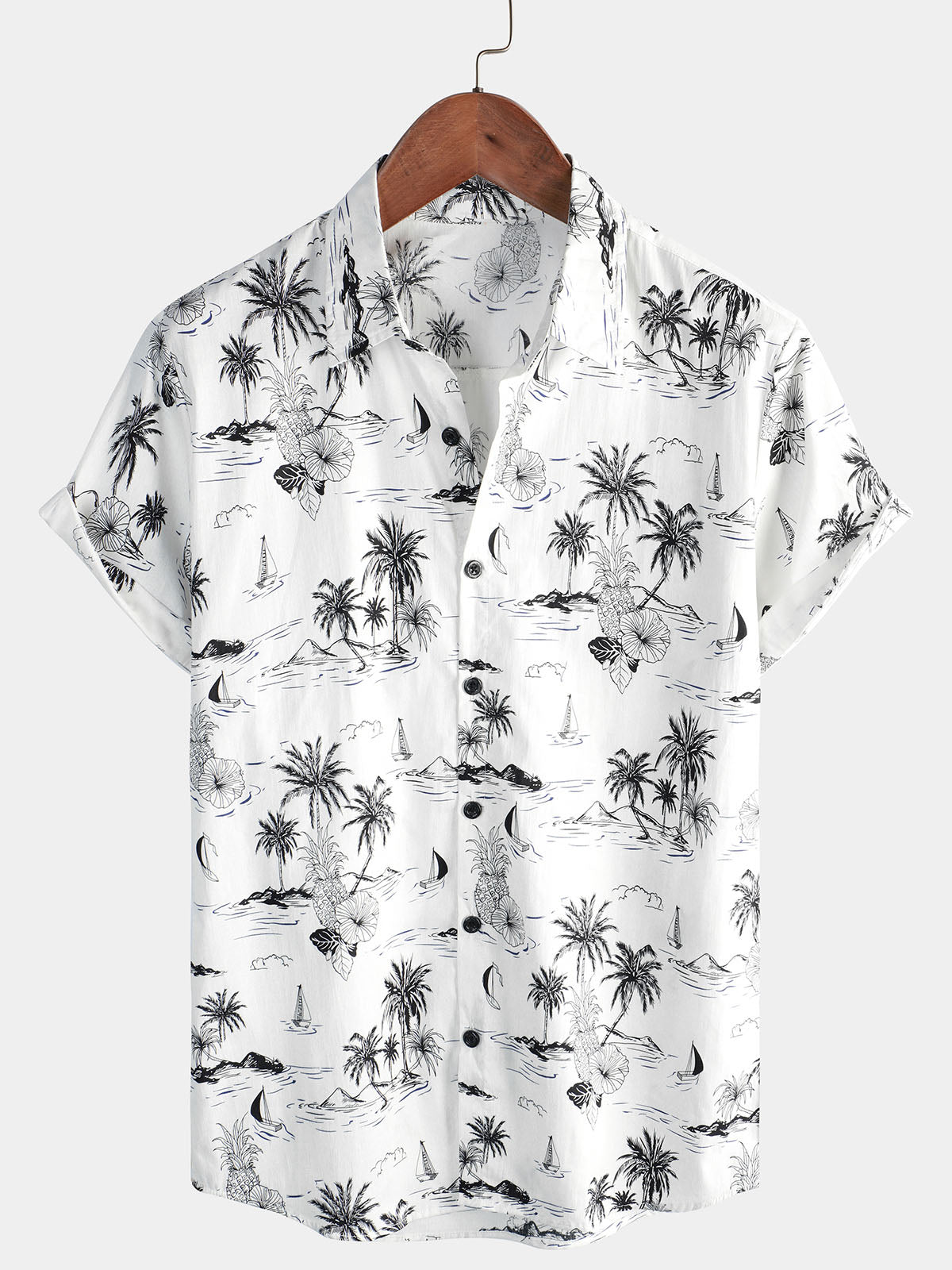 Camisa Hawaiana Tropical Piñas y Palmeras