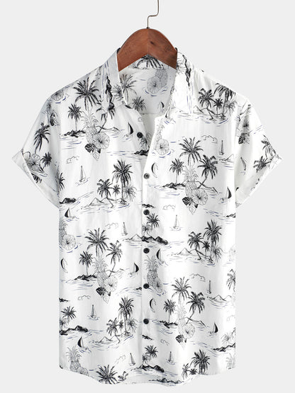 Camisa Hawaiana Tropical Piñas y Palmeras