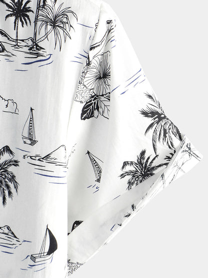 Camisa Hawaiana Tropical Piñas y Palmeras