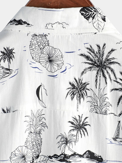 Camisa Hawaiana Tropical Piñas y Palmeras
