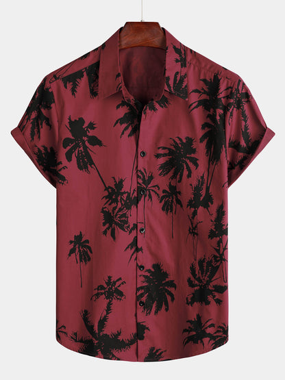 Camisa Playa Burdeos Palmeras