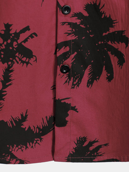Camisa Playa Burdeos Palmeras