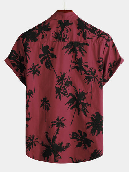 Camisa Playa Burdeos Palmeras
