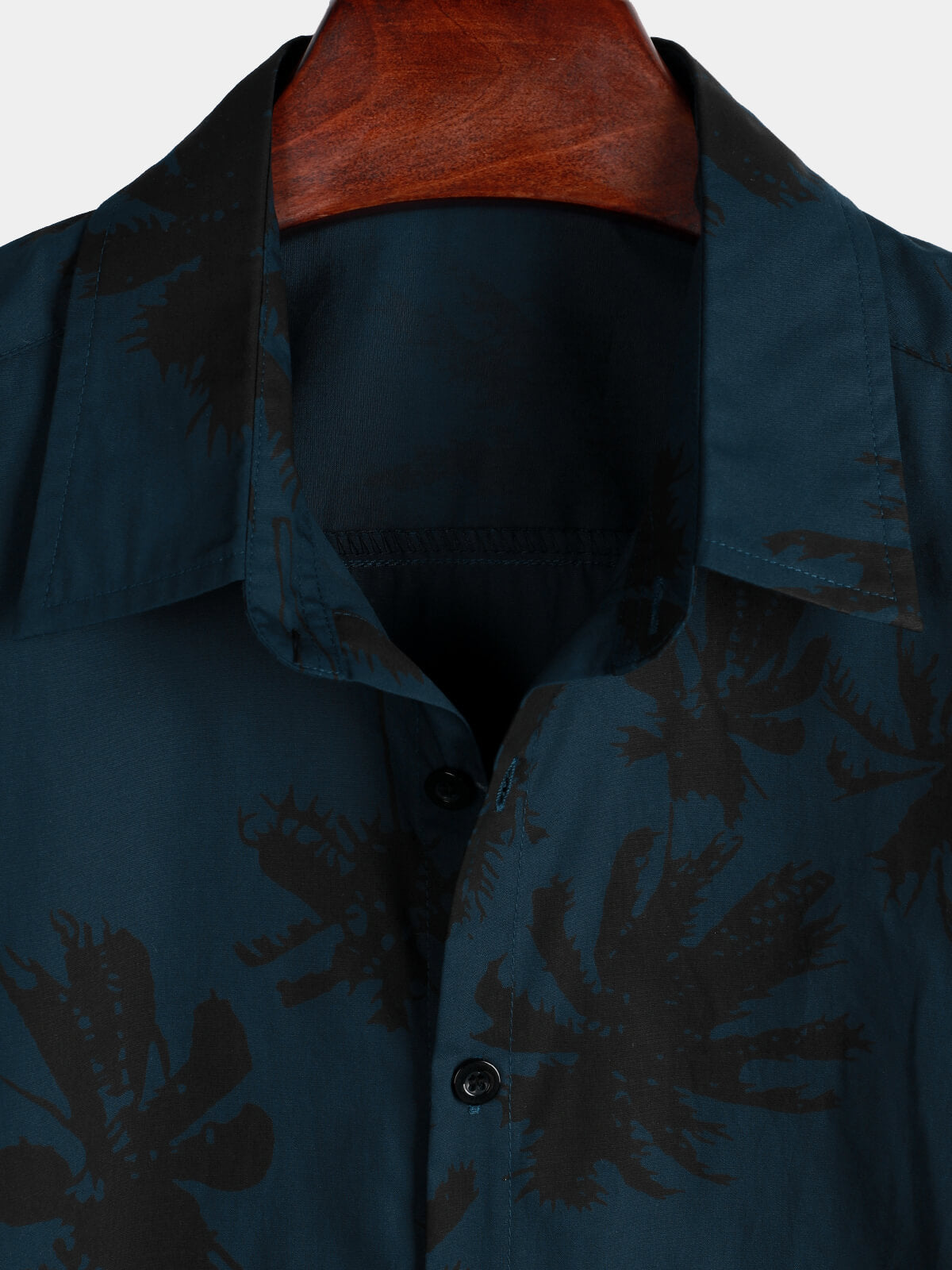 Camisa Hawaiana Palmeras Azul Marino