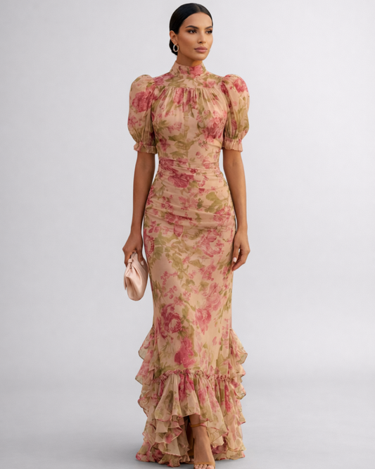 Rosario | Vestido Largo Floral de Chiffón