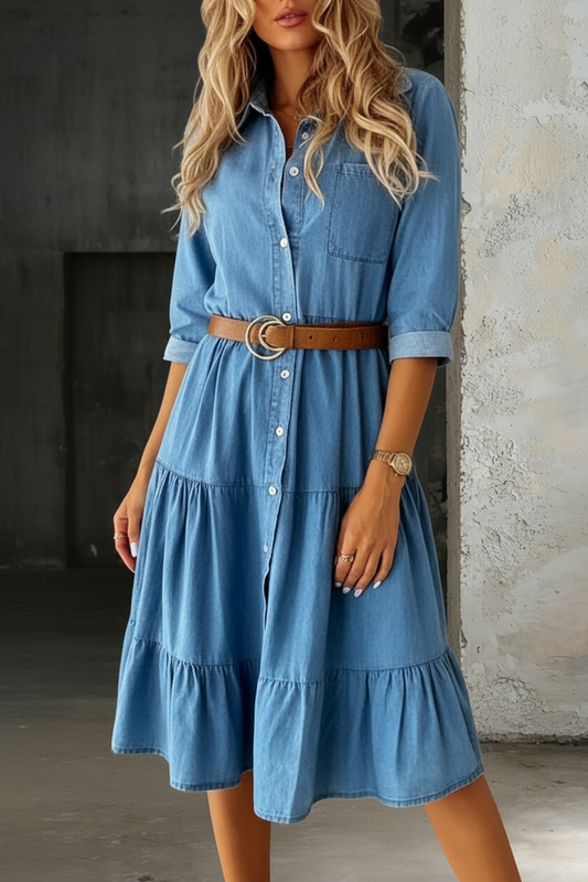 Barbara | Vestido Casual Elegante en Denim