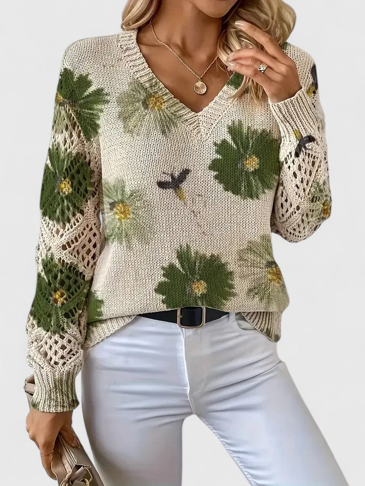 Suéter Elegante Con Diseño Floral