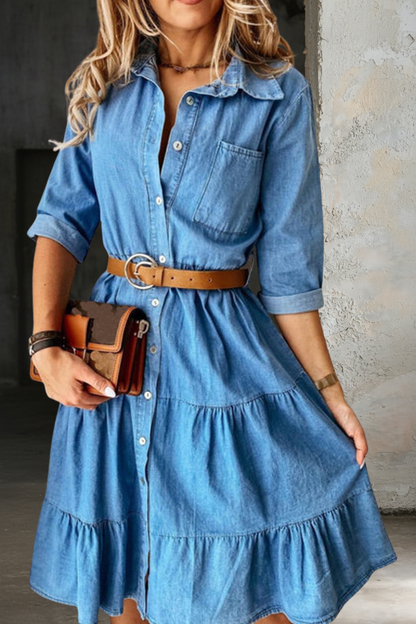 Barbara | Vestido Casual Elegante en Denim