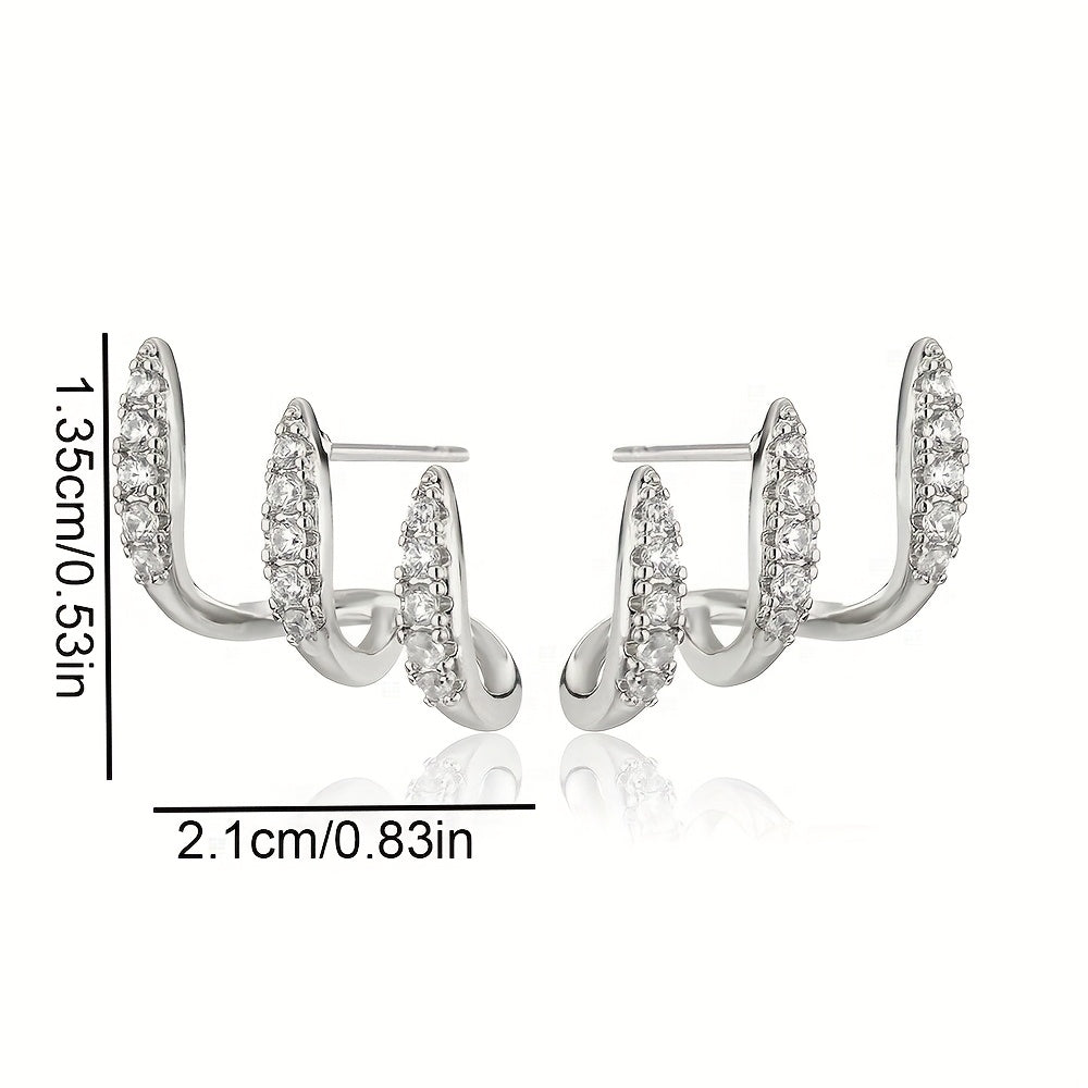 Pendientes elegantes con strass de tres garras