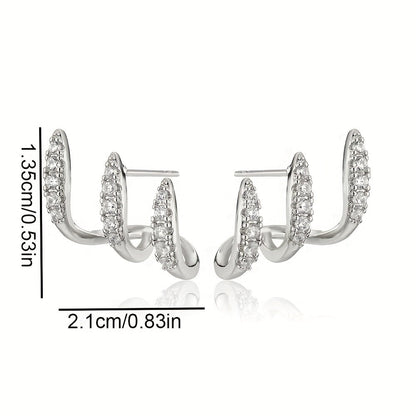 Pendientes elegantes con strass de tres garras