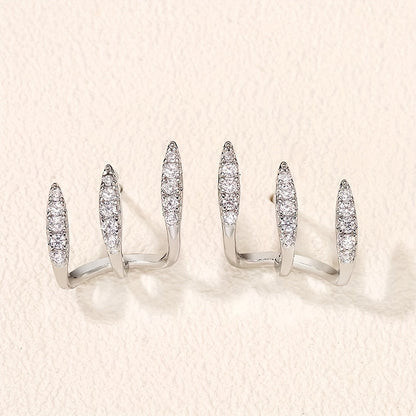 Pendientes elegantes con strass de tres garras