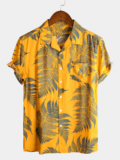 Camisa Hawaiana Hojas Tropicales