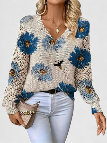 Suéter Elegante Con Diseño Floral