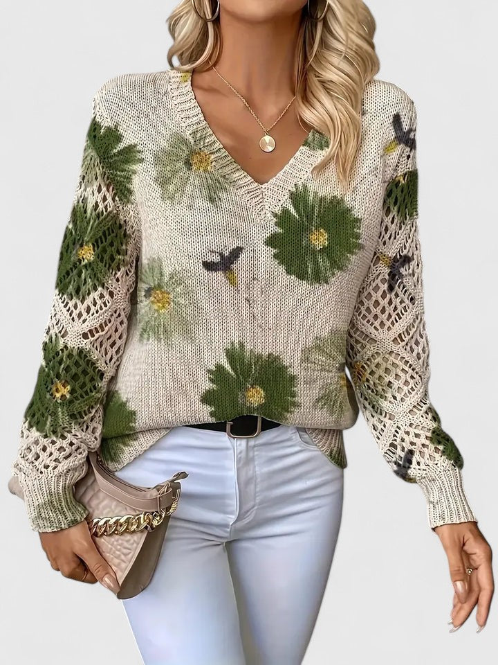 Suéter Elegante Con Diseño Floral