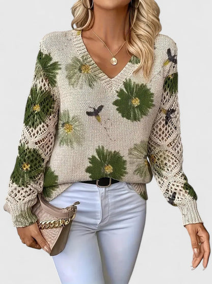 Suéter Elegante Con Diseño Floral