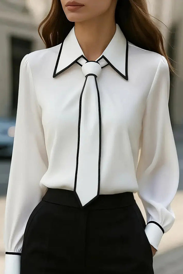 Blusa Casual con Lazo Satinada